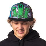 Minecraft Creeper Adjustable Snapback Hat Character Game Scenes Adult Baseball Cap OSFM