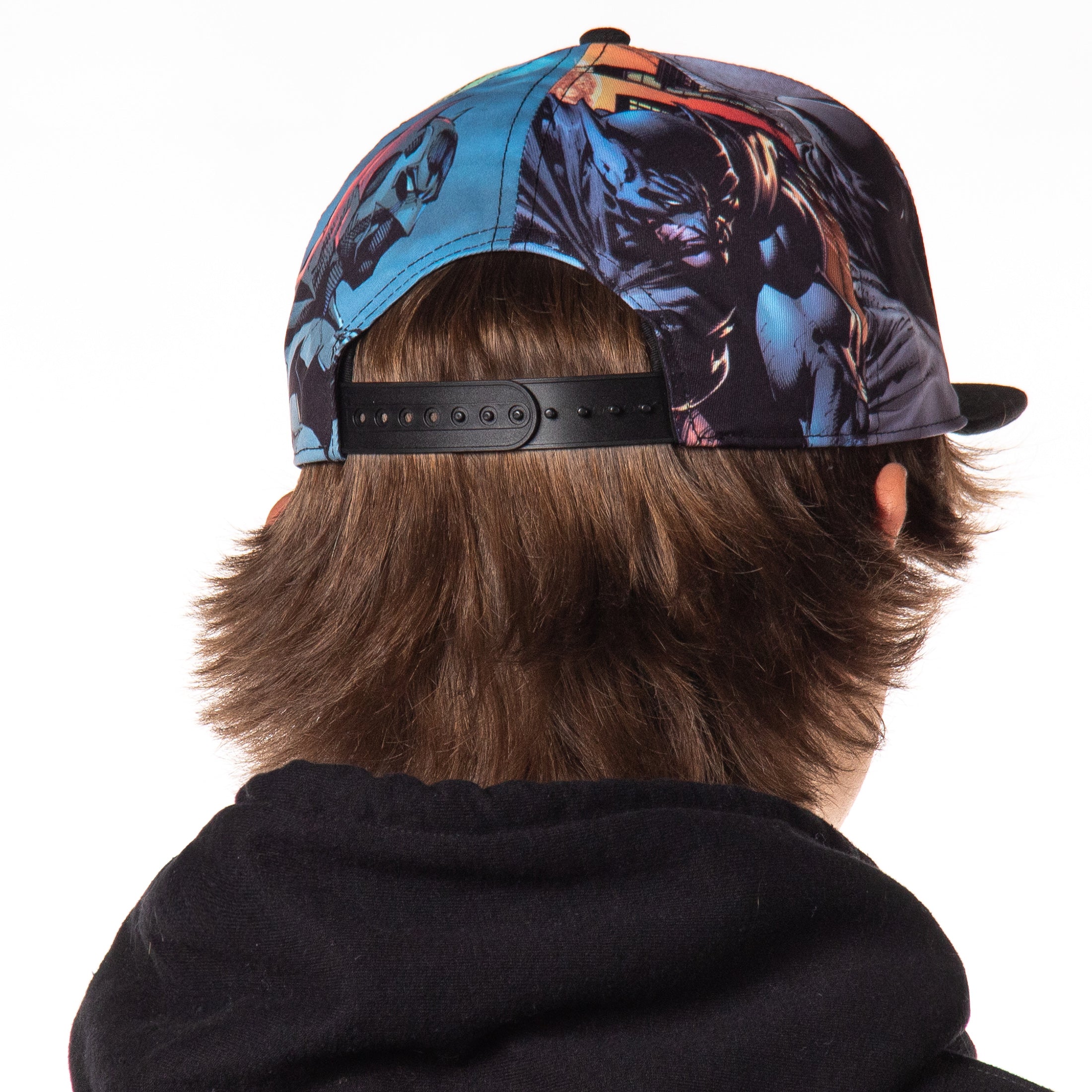 DC Comics Batman Snapback Hat Allover Sublimated Scenes Design Flat Bill Adjustable Baseball Cap OSFM