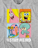 SpongeBob Shirt Boys Stay Weird Character Grid Short Sleeve Graphic Tee