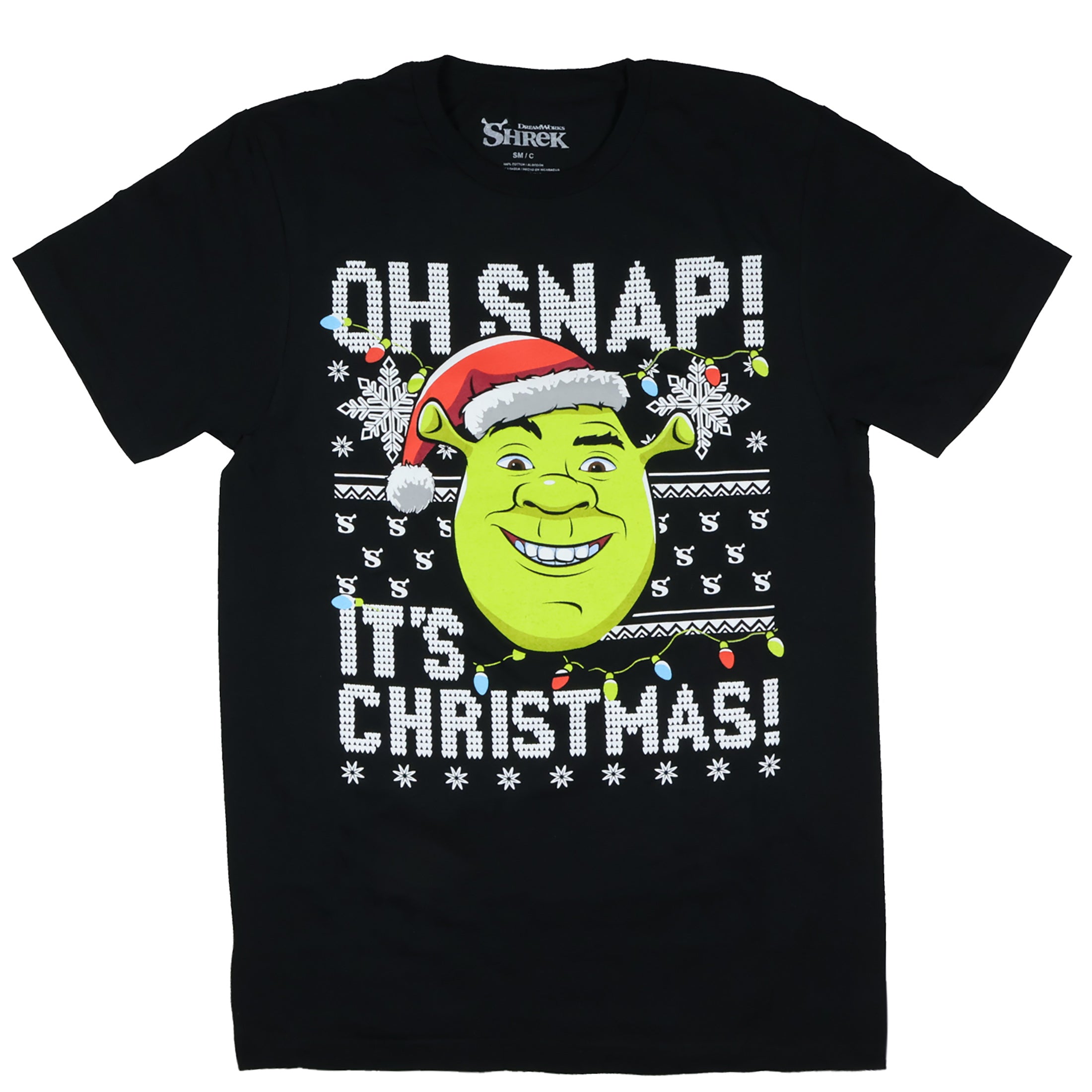 Shrek Shirt Men's Oh Snap Its Christmas Adult Short Sleeve Graphic Tee (S)