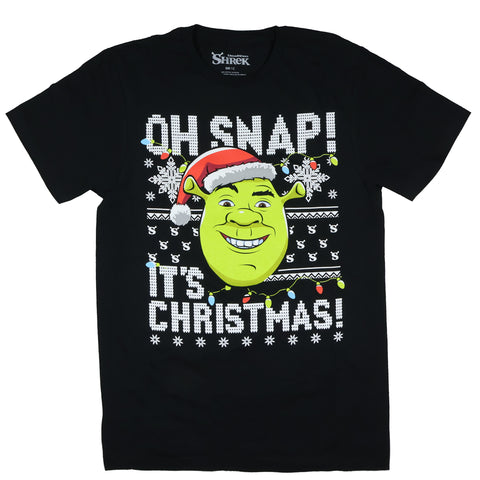 Shrek Shirt Men's Oh Snap Its Christmas Adult Short Sleeve Graphic Tee (XL)