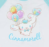 Sanrio Womens Cinnamoroll Balloons Front back Print Juniors Baby Crop T-Shirt