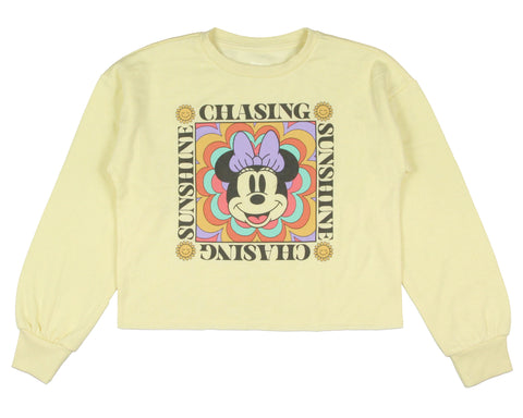 Disney Girls' Minnie Mouse Chasing Sunshine Cropped Crewneck Sweatshirt