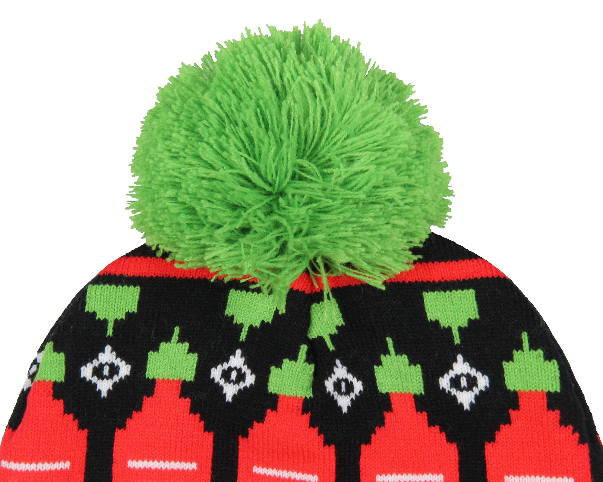 Sriracha Hot Chili Sauce Holiday Sriracha Bottles Rib Knit Pom Pom Cuffed Beanie