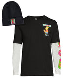 Kwick-E-Mart Mens Shirt And Beanie Bart Simpson Faux Long Sleeve 2 PIece Set 3XL