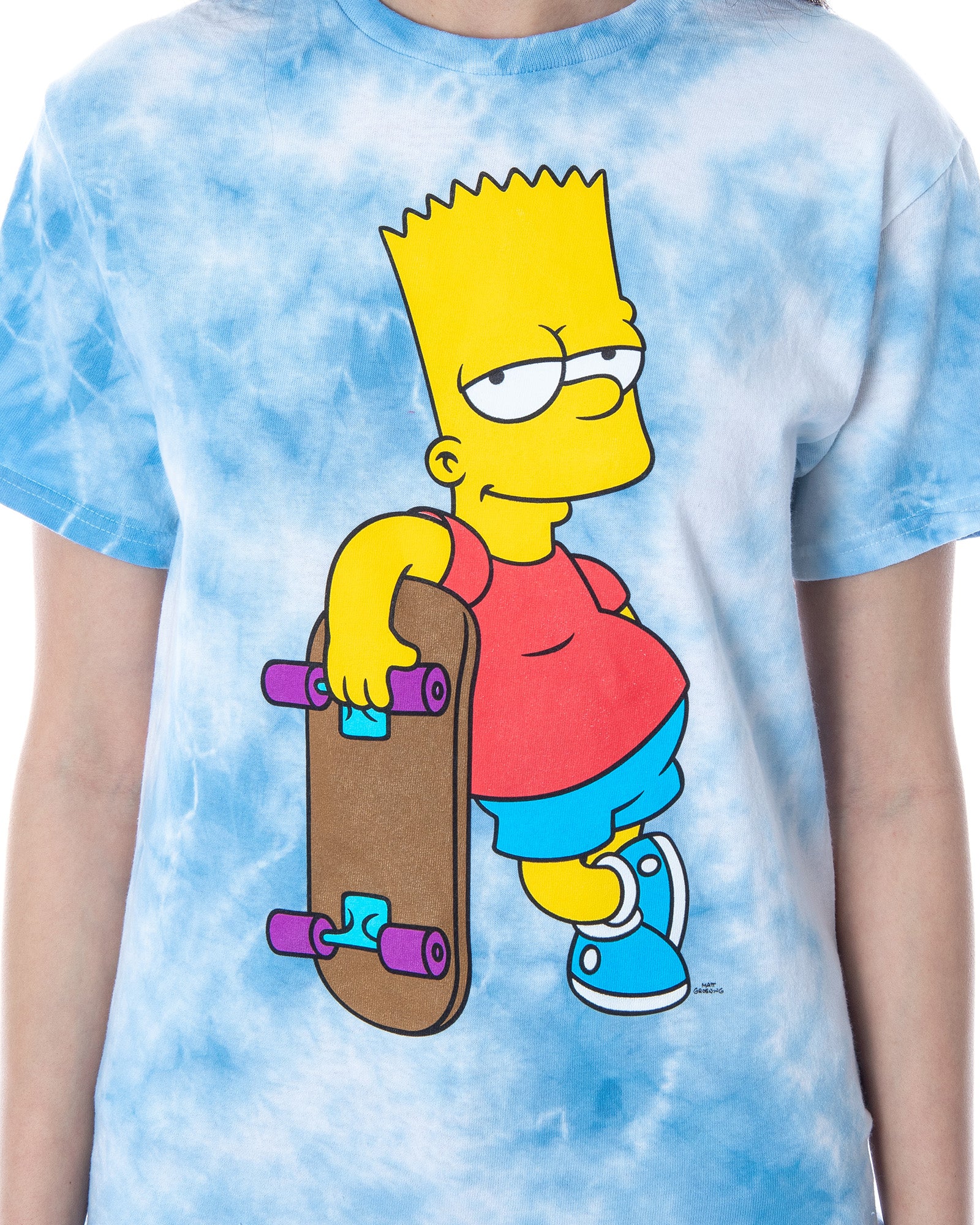 The Simpsons Womens' Bart Simpson Tie-Dye Skimmer Girls' T-Shirt Adult