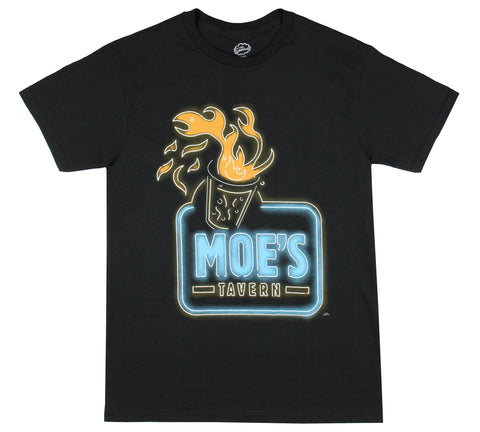 The Simpsons Shirt Men's Moe's Tavern Flaming Moe Neon Sign Logo T-Shirt Tee