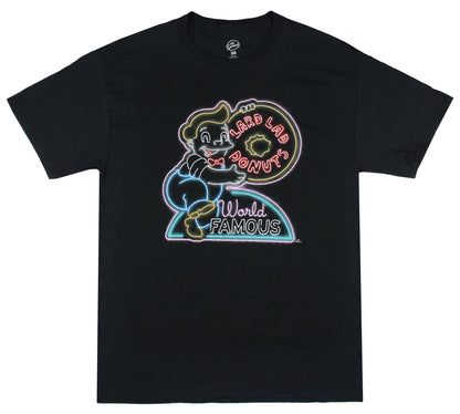 The Simpsons Men's Lard Lad Donuts Neon Sign Logo Adult T-Shirt Tee