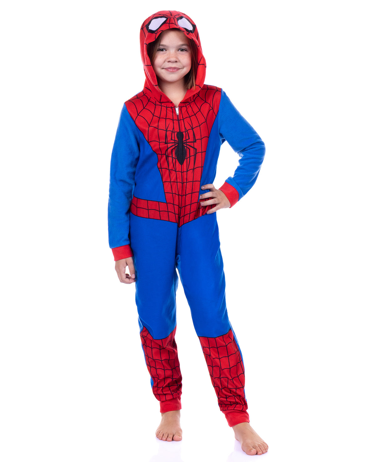 Marvel Comics Spider-Man Union Suit Kid's One Piece Hooded Pajama