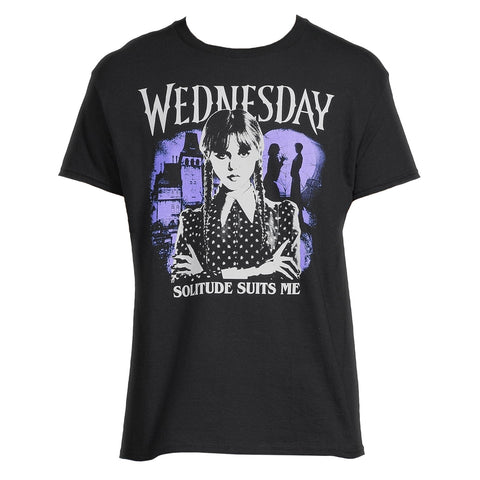 Wednesday Addams Series Women's Solitude Suits Me Graphic Print T-Shirt