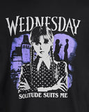 Wednesday Addams Series Women's Solitude Suits Me Graphic Print T-Shirt