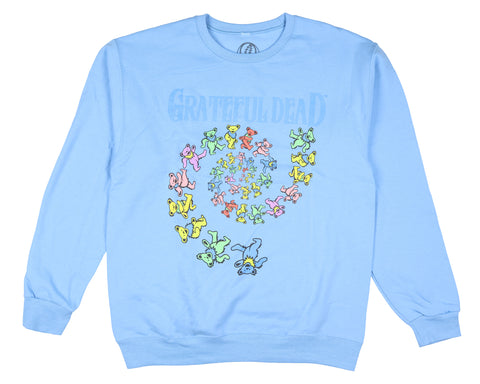 Grateful Dead Men's Dancing Bears Spiral Design Crewneck Sweatshirt (X-Large)