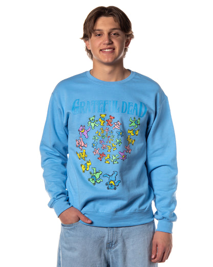 Grateful Dead Men's Dancing Bears Spiral Design Crewneck Sweatshirt