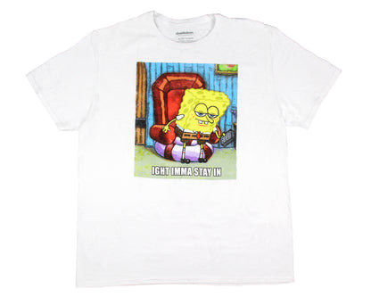 Men's SpongeBob SquarePants STAY IN Meme Adult Short Sleeve T-Shirt - Seven Times Six