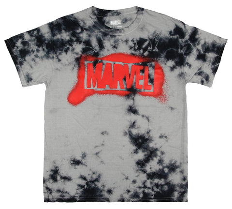 Marvel Comics Men's Spray Painted Logo Tie-Dye Short Sleeve T-Shirt (L)