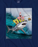 SpongeBob Shirt Boys Patrick Fishing On Shark Short Sleeve Graphic Tee
