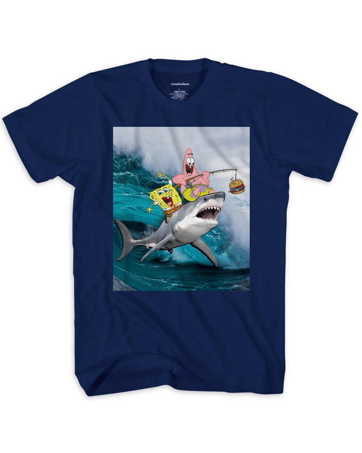 SpongeBob Shirt Boys Patrick Fishing On Shark Short Sleeve Graphic Tee