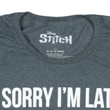 Lilo & Stitch Mens' Sorry I'm Late Graphic Print Adult Short Sleeve T-Shirt (S)