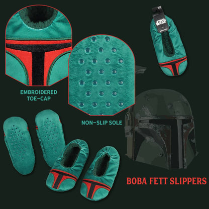 Star Wars Boba Fett Slippers Embroidered Helmet Slipper Socks No-Slip Sole