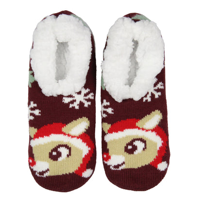 Rudolph The Red-Nosed Reindeer Christmas Holiday Slipper Socks No-Slip Sole - Seven Times Six