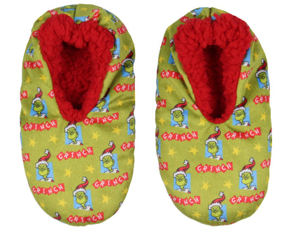 Dr. Seuss Kids GRINCH Who Stole Christmas Santa Slipper Socks No-Slip Sole
