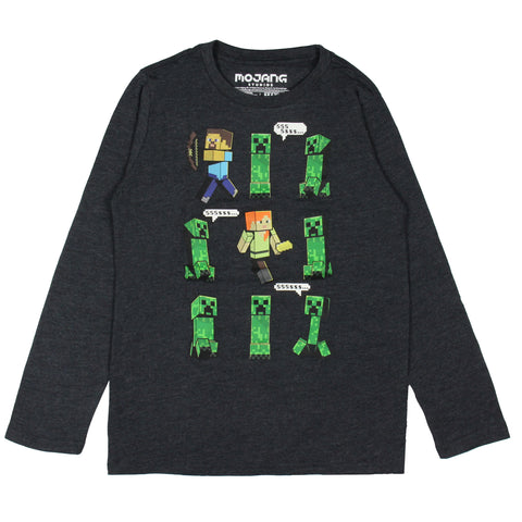 Minecraft Boys' Alex And Steve Among Creepers Long-Sleeve Graphic T-Shirt