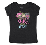 Marvel Girls' This Girl Won't Stop Chibi Superheroes Glitter T-Shirt (S, 5/6)