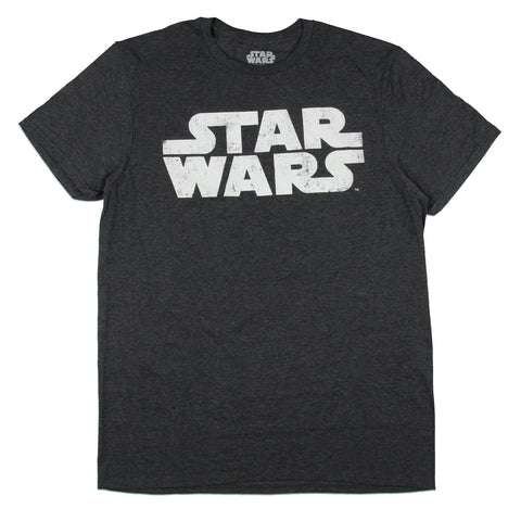 Star Wars Men's Simple Logo Adult Charcoal Heather Short Sleeve T-Shirt