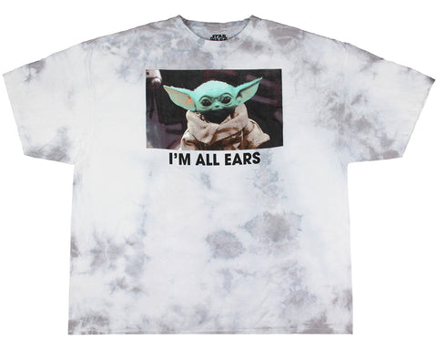 Star Wars Mens' Grogu Baby Yoda I'm All Ears Tie-Dye T-Shirt