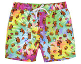 Scooby-Doo Men's Allover Scooby With Snacks Tie-Dyed Design Swim Trunks