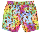 Scooby-Doo Men's Allover Scooby With Snacks Tie-Dyed Design Swim Trunks