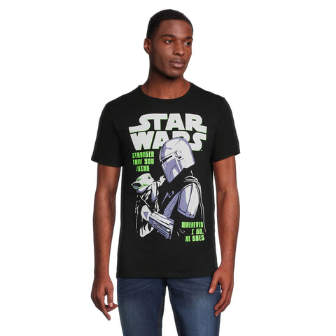 The Mandalorian Shirt Men's Grogu Wherever I Go He Goes Short Sleeve Tee