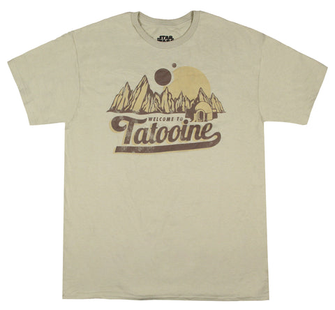 Star Wars Men's Welcome To Tatooine Distressed (M) Adult T-Shirt Brown