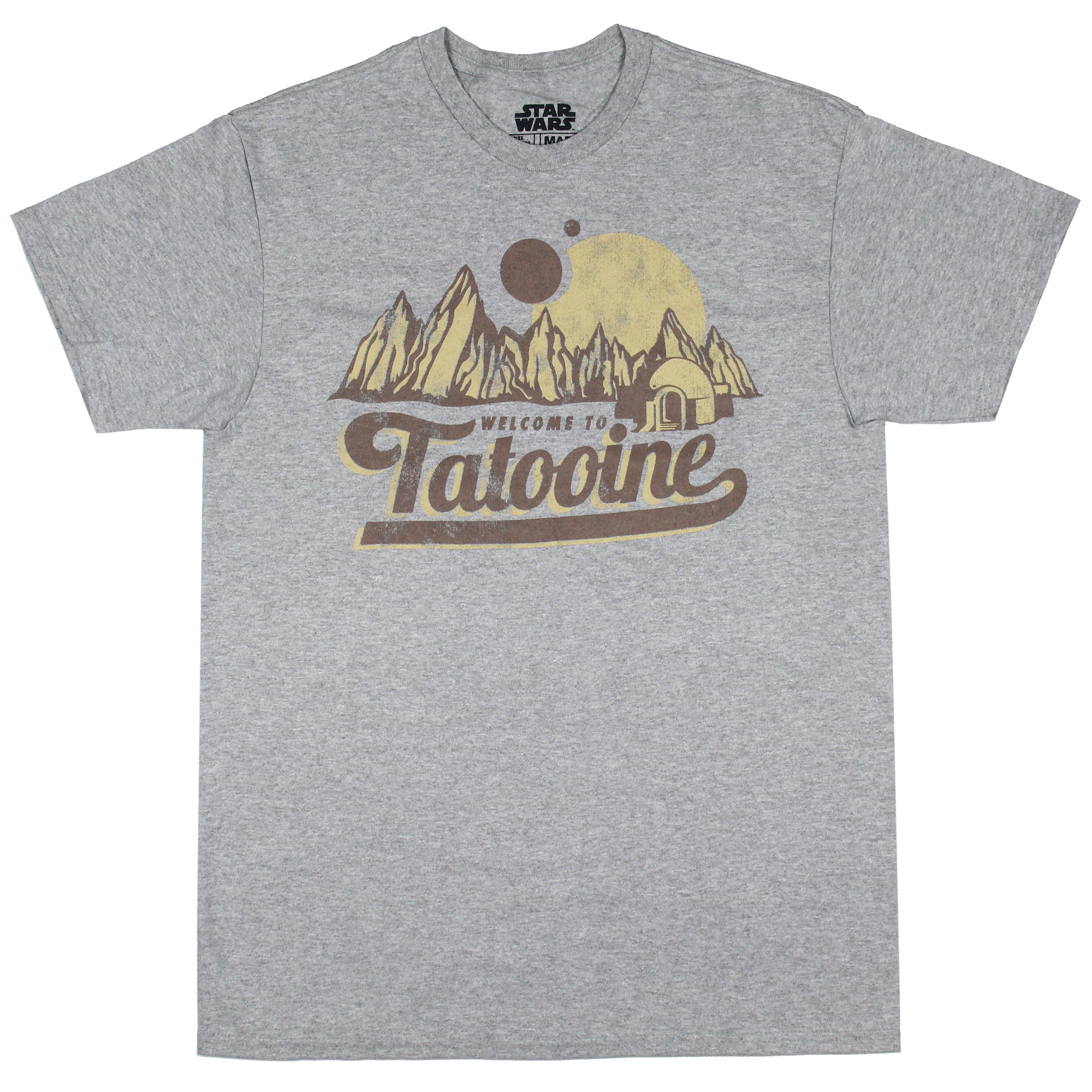 Star Wars Men's Welcome To Tatooine Distressed Adult Short Sleeve T-Shirt