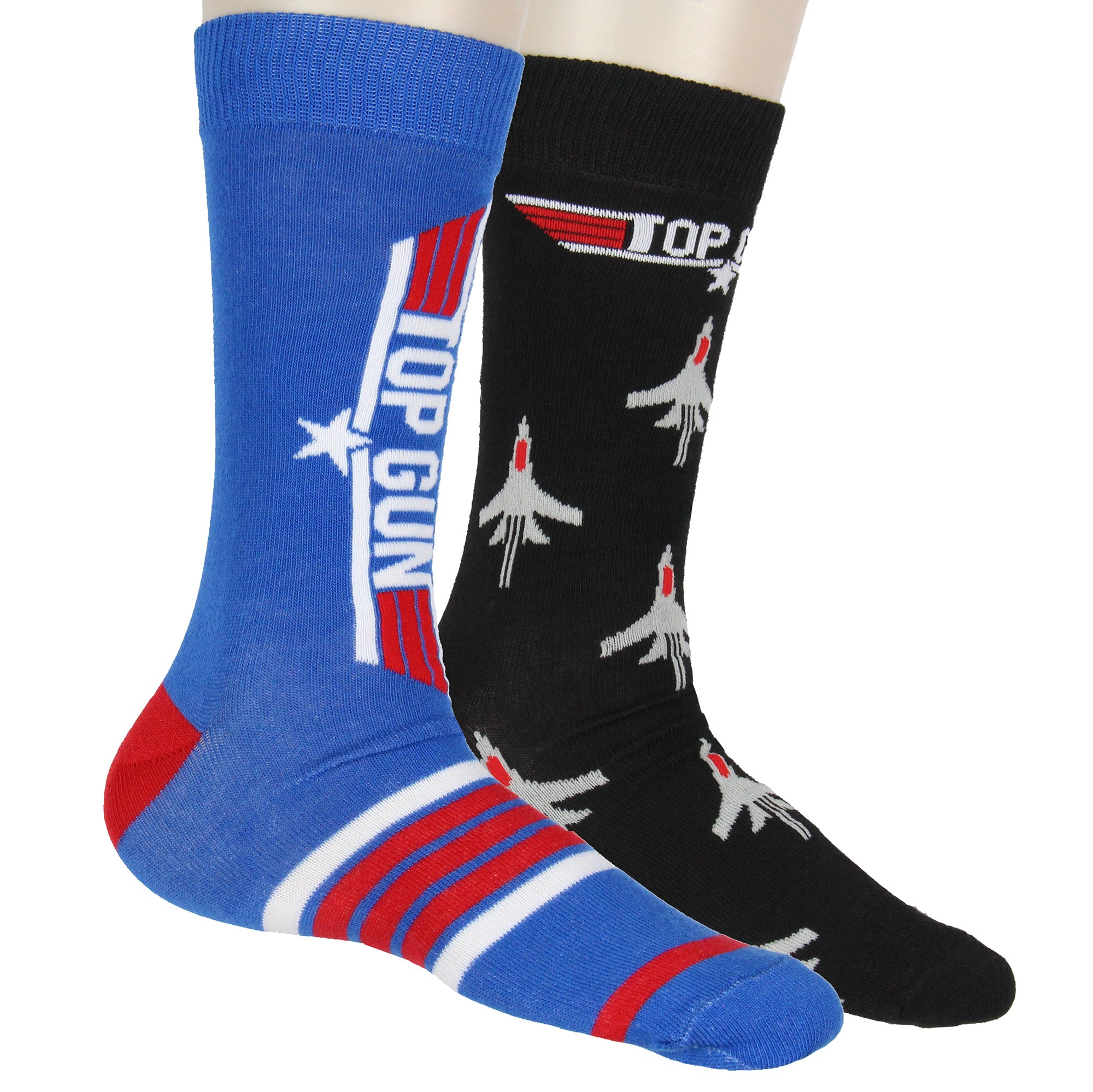 Top Gun Novelty Top Gun Fighter Jet 2-Pk Knit Men's Crew Socks Shoe Size 6-12