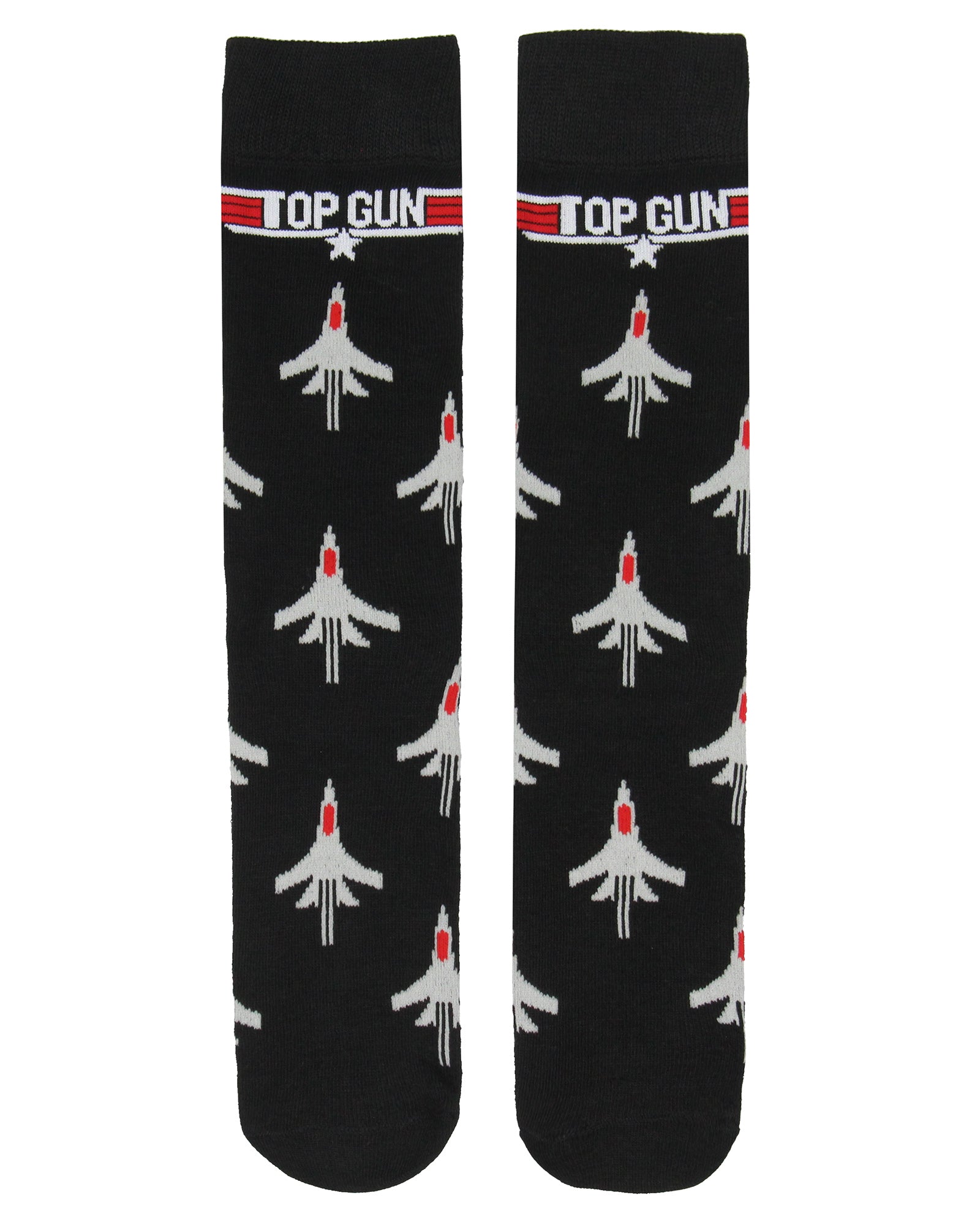 Top Gun Novelty Top Gun Fighter Jet 2-Pk Knit Men's Crew Socks Shoe Size 6-12