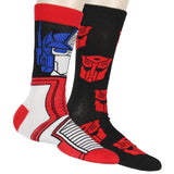 Transformers Men's Optimus Prime Autobot Logo 2-Pack Crew Socks Shoe Size 6-12