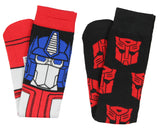 Transformers Men's Optimus Prime Autobot Logo 2-Pack Crew Socks Shoe Size 6-12