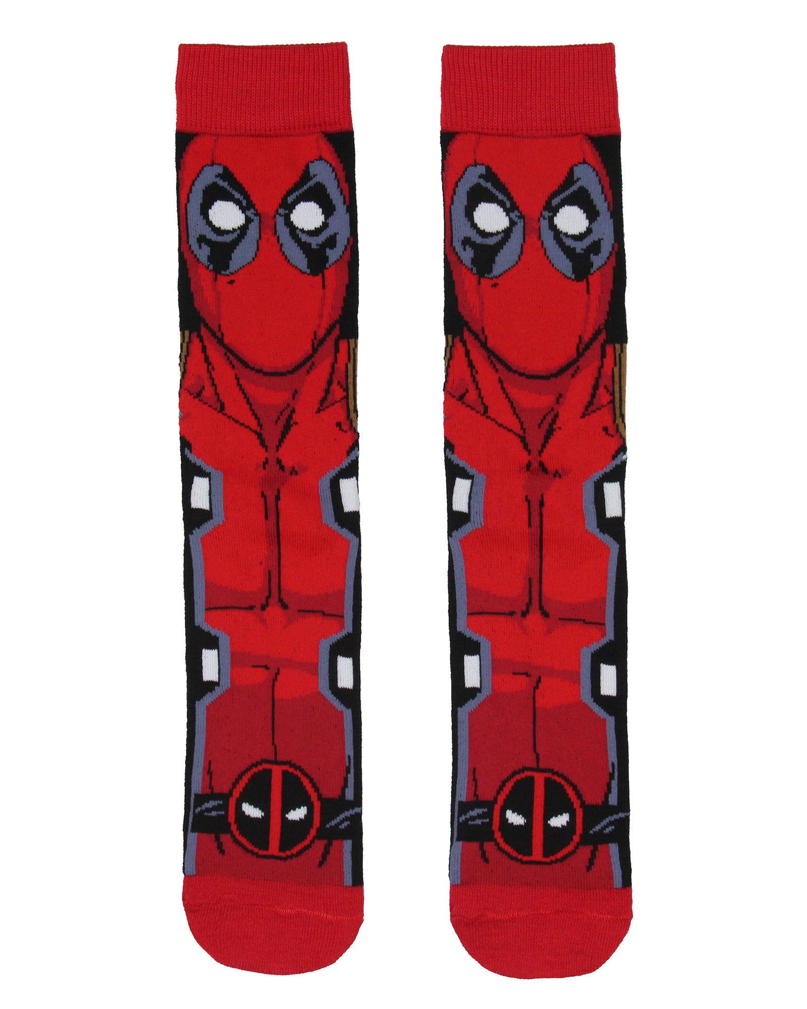Marvel Comics Deadpool Face and Logo 2 Pack Men's Crew Socks Shoe Size 6-12
