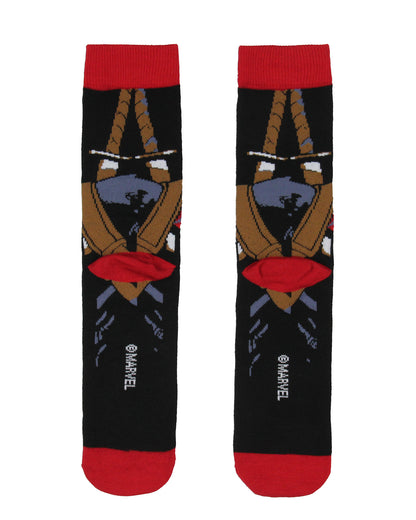 Marvel Comics Deadpool Face and Logo 2 Pack Men's Crew Socks Shoe Size 6-12