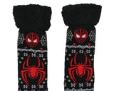 Marvel Comics Spider-Man Men's Ugly Christmas Sweater Knit Fuzzy Slipper Socks