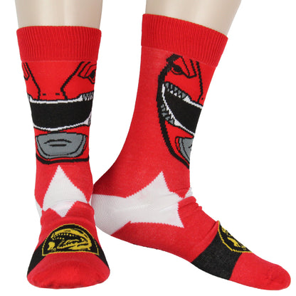Power Rangers Men's Ranger Big Face Color-Inspired 6Pk Crew Socks Shoe Size 6-12