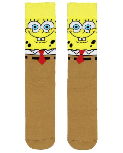 SpongeBob SquarePants Mens 3D Felt Tie Knit Crew Sock Shoe Size 6-12