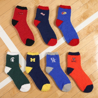 University Collegiate Socks Logo Design Adult Fuzzy Quarter Crew Sock