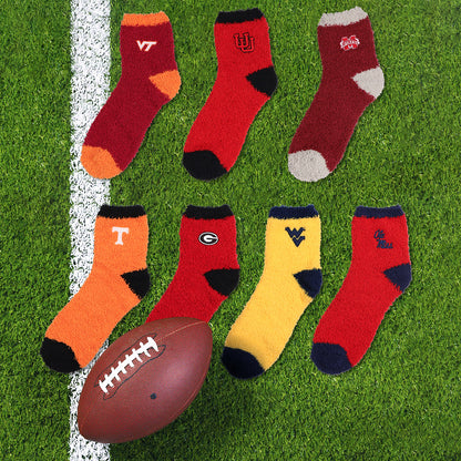 University Collegiate Socks Logo Design Adult Fuzzy Quarter Crew Sock