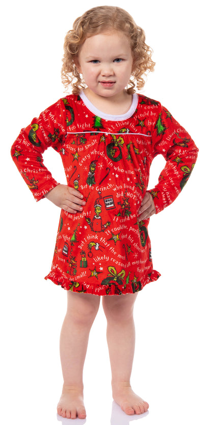 Dr. Seuss GRINCH Christmas Tossed Print Collar Sleep Pajama Set