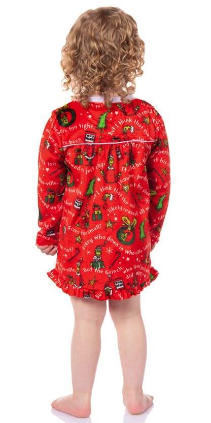Dr. Seuss GRINCH Christmas Tossed Print Collar Sleep Pajama Set