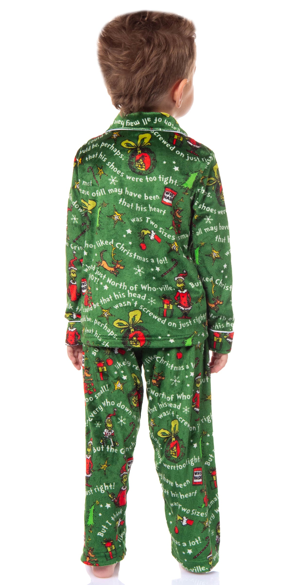Dr. Seuss GRINCH Christmas Tossed Print Collar Sleep Pajama Set
