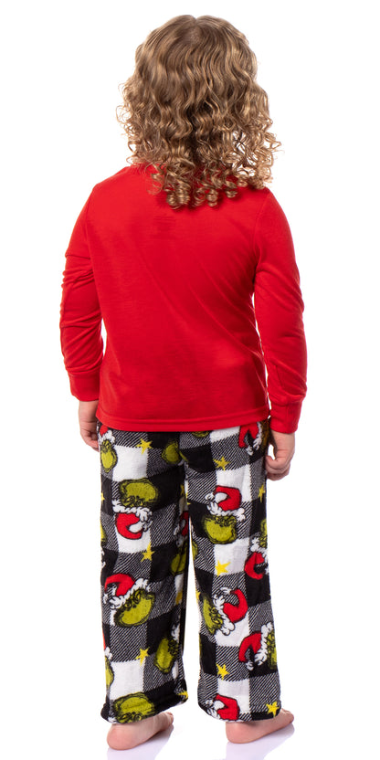 Dr Seuss The Grinch Who Stole Christmas White Buffalo Plaid Matching Family Pajama Set