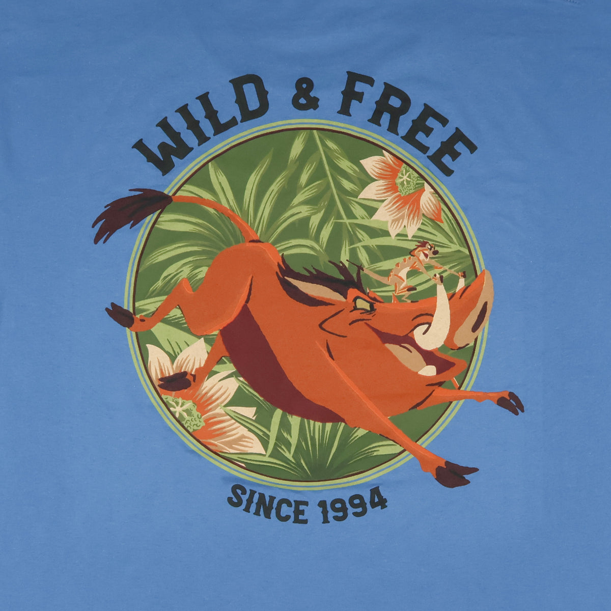 The Lion King T-Shirt Men's Pumbaa Wild & Free Tropical Design Tee